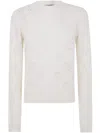 Twinset Twin-set Textured Knit Sweater With Subtle Floral Pattern In White