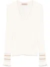Twinset Twin-set Ruffled Trim V-neck Sweater
