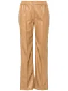 TWINSET TWIN-SET SAND BROWN FAUX LEATHER TROUSERS