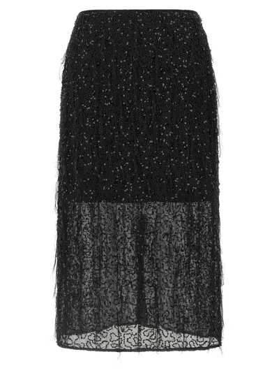 Twinset Twin Set Sequin-embroidered Skirt In Black