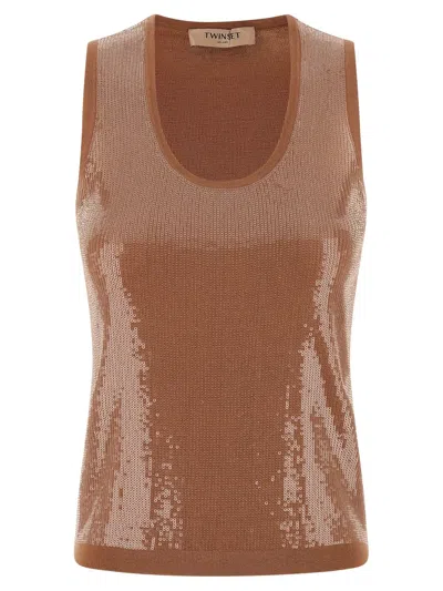 Twinset Twin Set Sequin Top In Multi