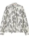 Twinset Patterned-jacquard Shirt In Nero/neve