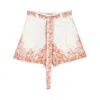 Twinset Floral-print Linen Shorts In White