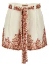 Twinset Floral-print Linen Shorts In White
