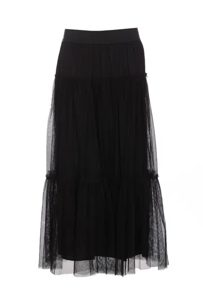 Twinset Tulle Maxi Skirt In Black