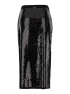 Twinset Black Midi Skirt With Sequins All-over In Black