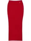 Twinset Ribbed-knit Midi Skirt In Red