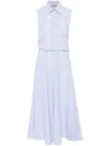 Twinset Twin-set Sleeveless Blue Midi Dress In Blue