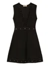 Twinset Twin-set Sleeveless Mini Dress With Deep V-neckline And Decorative Studs In Black