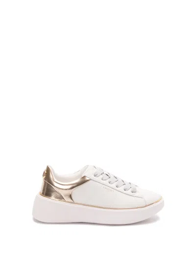 Twinset Twin-set Smooth Leather Sneakers With Metallic Accent In White