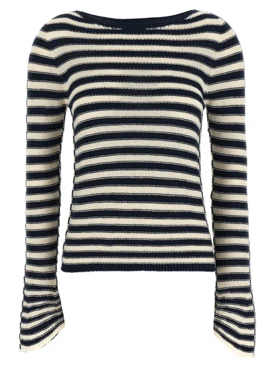 Twinset Twin Set Striped Knit Sweater In Navy
