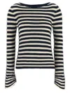 Twinset Striped Flared-sleeve Knitted Sweater In Black