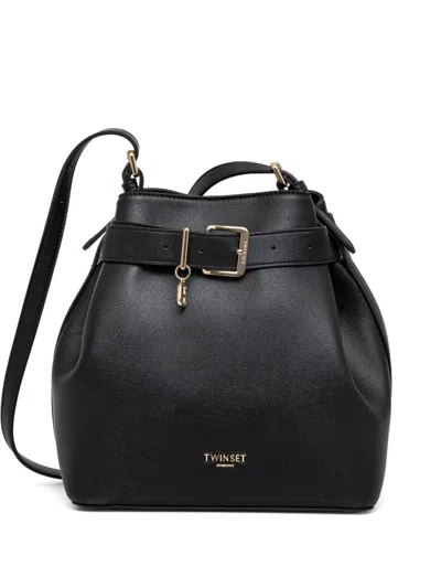 Twinset Twin-set Structured Black Bag With Concealed Fastening And Adjustable Strap