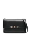 Twinset Twin-set Structured Black Shoulder Bag With Gold-tone Clasp In Black