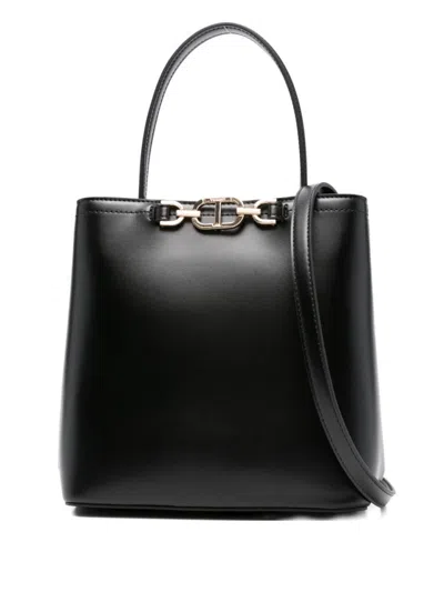 Twinset Twin-set Structured Black Shoulder Bag With Gold-tone Hardware