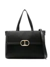 Twinset Twin-set Structured Black Tote Bag With Gold-tone Clasp In Black