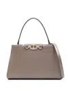 Twinset Twin-set Structured Handbag With Metal Clasp And Versatile Carrying Options In Brown