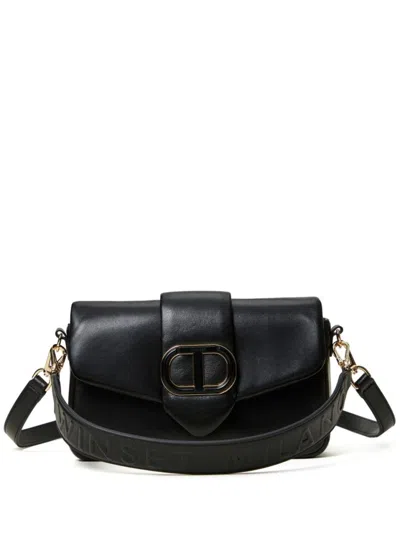 Twinset Twin-set Structured Leather Shoulder Bag In Black