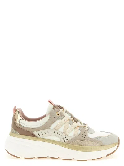 Twinset Twin Set Suede & Laminated Leather Sneaker In Beige