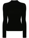 Twinset Mock-neck Ribbed Jumper In Black