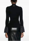 Twinset Black Sweater With Mock Neck And Flared Cuffs In Viscose Blend Woman In Black