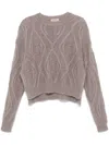 Twinset Logo-embossed Sweater In Dark Taupe
