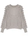 Twinset Ruffled-detailing Open-kinit Jumper In Grey