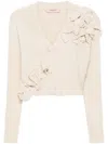 Twinset White V-neck Front Button Sweater In Old White