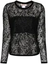 Twinset Lace-effect Jacquard Top In Black