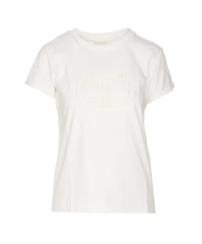 Twinset Embroidered-logo Cotton T-shirt In White