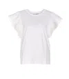Twinset T-shirt With Macrame Sleeves In White