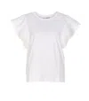 TWINSET WHITE CREW NECK T-SHIRT IN COTTON WOMAN