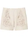 Twinset Twin-set Tailored Gray Shorts With Intricate Embroidery In Neutrals