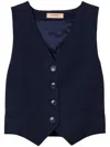 Twinset Lurex-detail Pinstriped Waistcoat In Blue