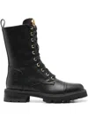 Twinset Twin-set Tall Lace-up Black Boots In Black