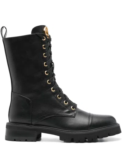 Twinset Twin-set Tall Lace-up Black Boots