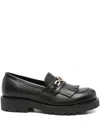 Twinset Twin-set Tassel Loafers With Logo Chain In Black