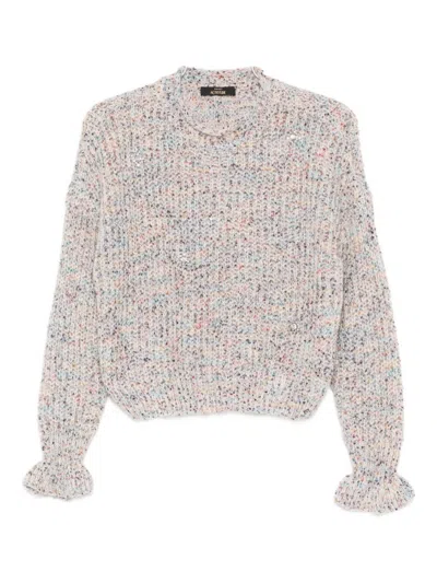 TWINSET TWIN-SET TEXTURED KNIT SWEATER WITH RUFFLED EDGES