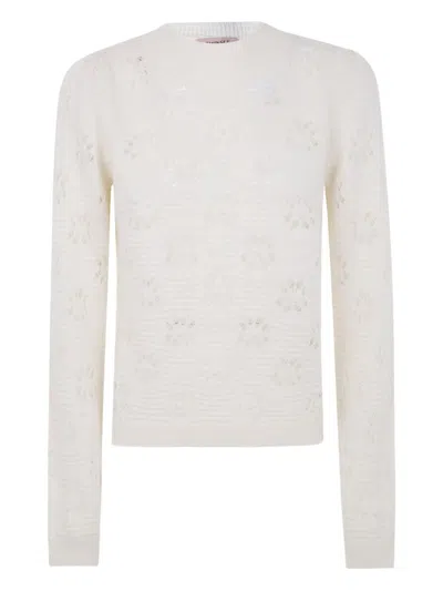 TWINSET TWIN-SET TEXTURED KNIT SWEATER WITH SUBTLE FLORAL PATTERN