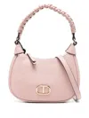 Twinset Twin-set Textured Light Pink Top Zip Handbag With Detachable Shoulder Strap