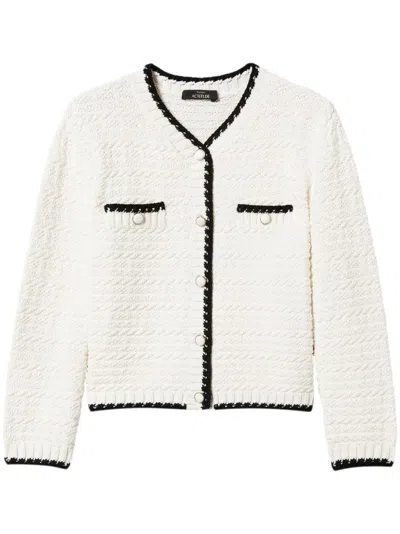 Twinset Twin-set Textured White Jacket With Classic Button Fastening