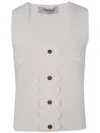 Twinset Scalloped-detail Ribbed Top In Neutral