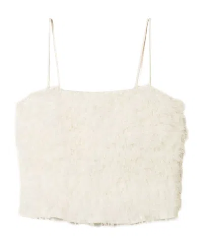 Twinset Tulle Ruffled Top In Neutral