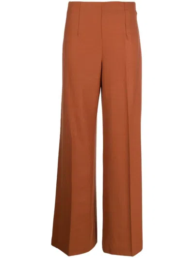 Twinset Logo-plaque Pallazo Trousers In Brown