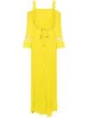 Twinset Pleated Georgette-crepe Jumpsuit In Yellow