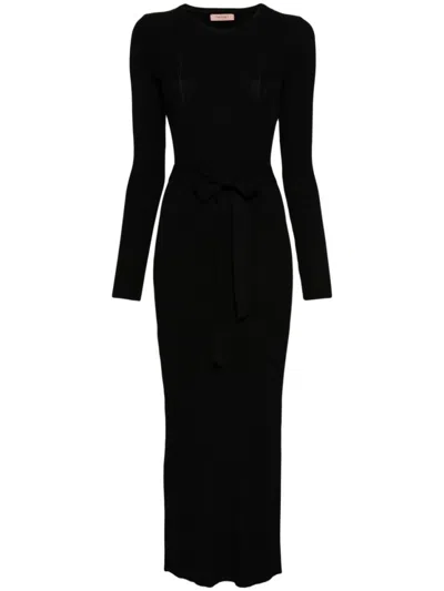 TWINSET TWIN-SET TWIN-SET MIDI DRESS WITH SILHOUETTE AND CUT-OUT BACK