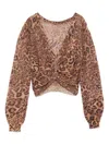 Twinset Cropped Sweater With Twisted Front In Brown