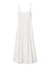 Twinset Twin-set V-neck Midi Dress With Lace-up Detailing In White