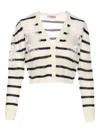Twinset Twin-set V-neck Sweater With Floral-lace Embellishment In White