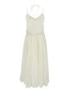 Twinset White Dress With V Neck And All-over Lace Embroidery In Cotton Woman